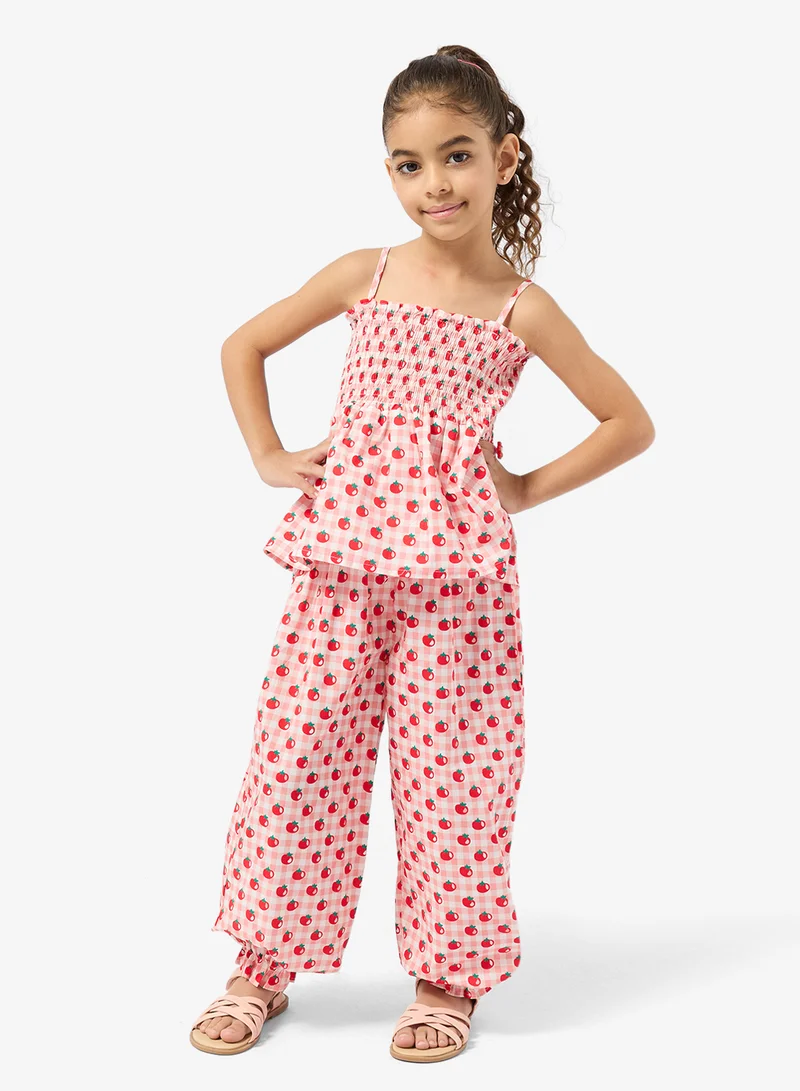 Pinata  Printed Peplum Top and Pants Set for Women | Best Price UAE